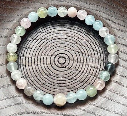 Morganite, Aquamarine & Heliodor Beaded Bracelet 6mm (2 Pack) - Average Wrists - New!