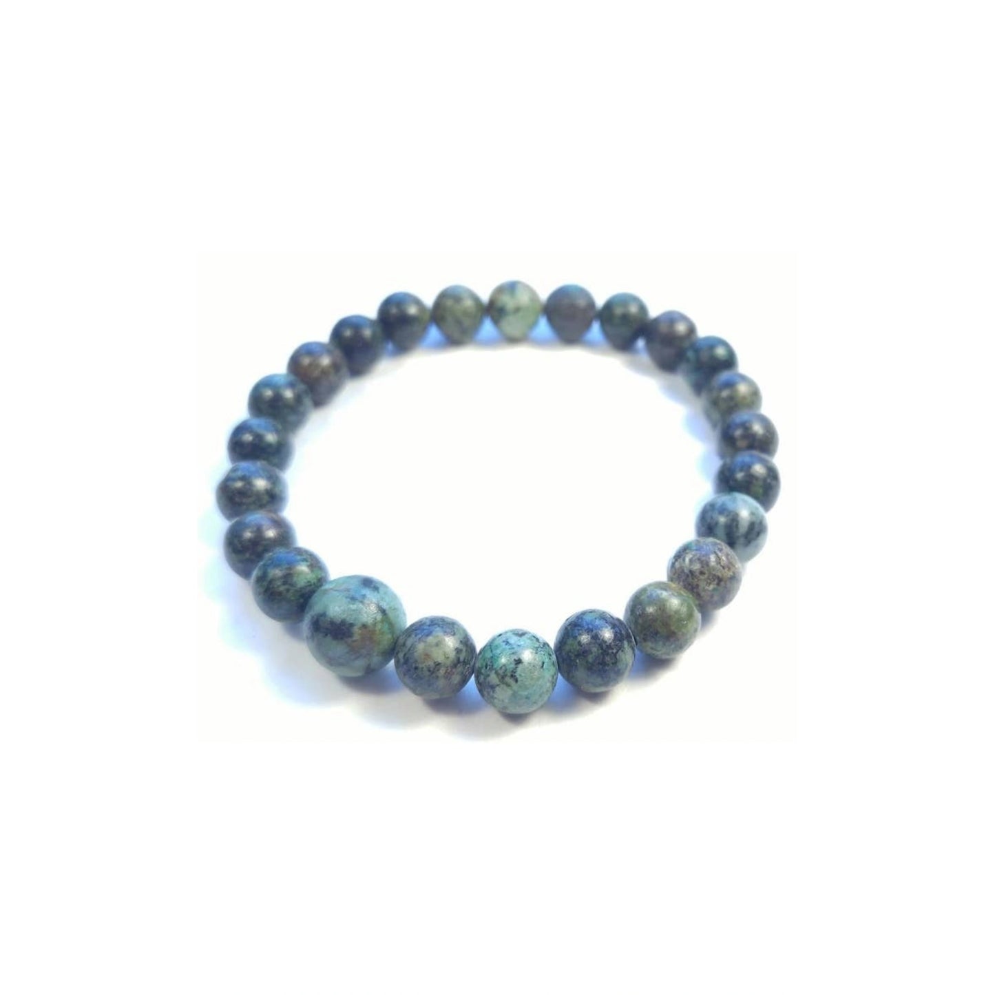 African Turquoise Stretchy Beaded Bracelet - Wrist Mala 8mm (2 Pack)