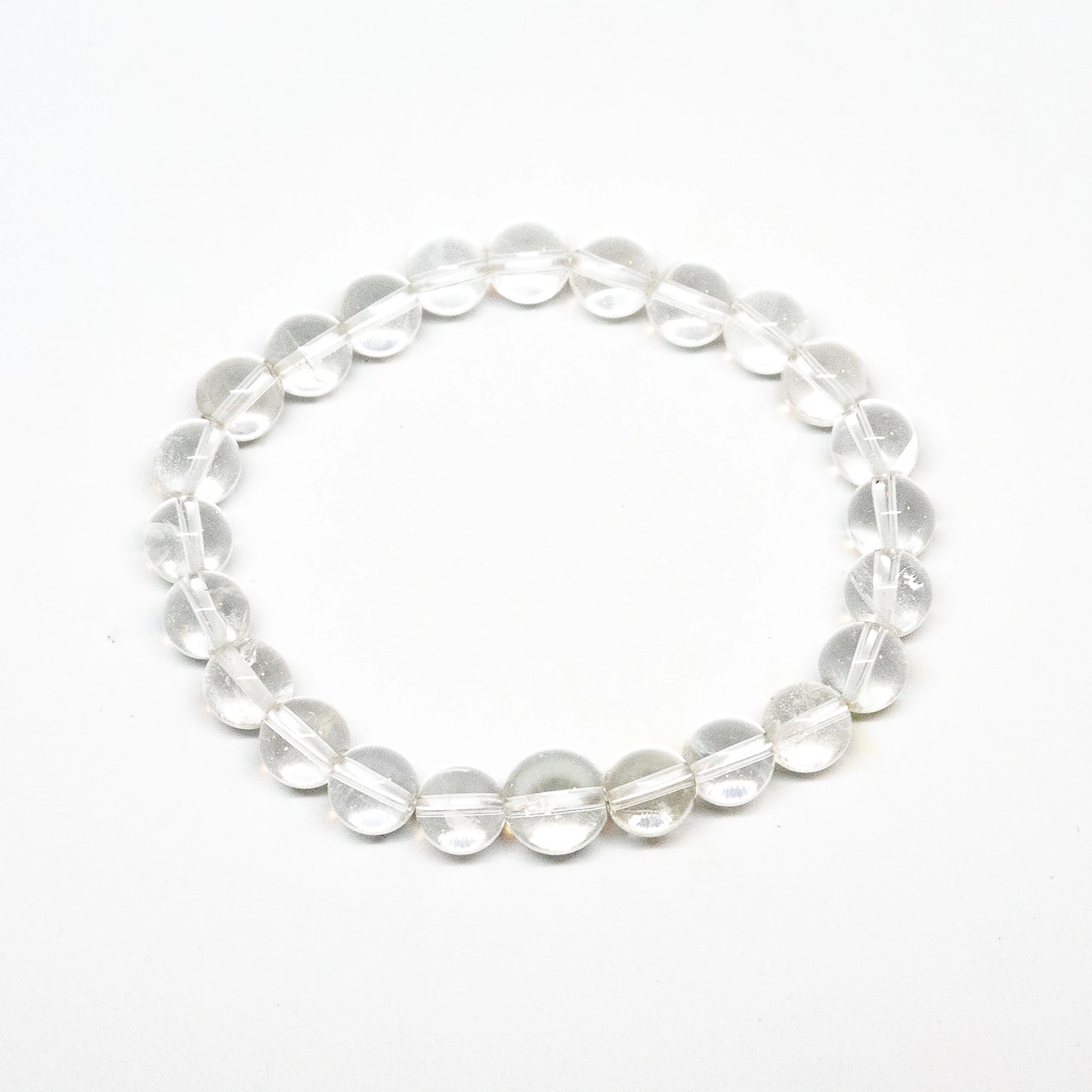 Clear Quartz Crystal Beaded Bracelet - Wrist Mala - 8mm (2 Pack)