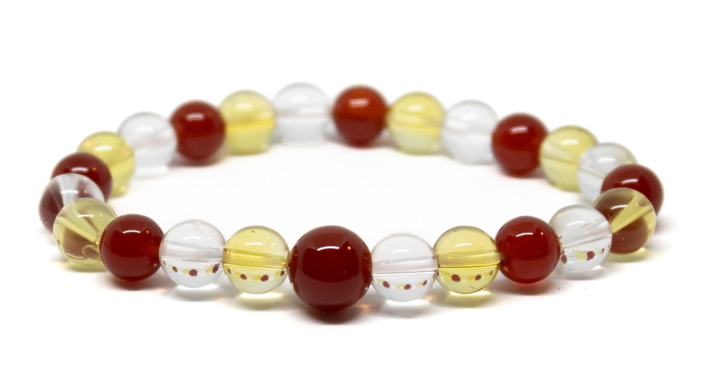 Carnelian, Citrine and Clear Quartz Beaded Bracelet 8mm (2 Pack) - Average Wrist