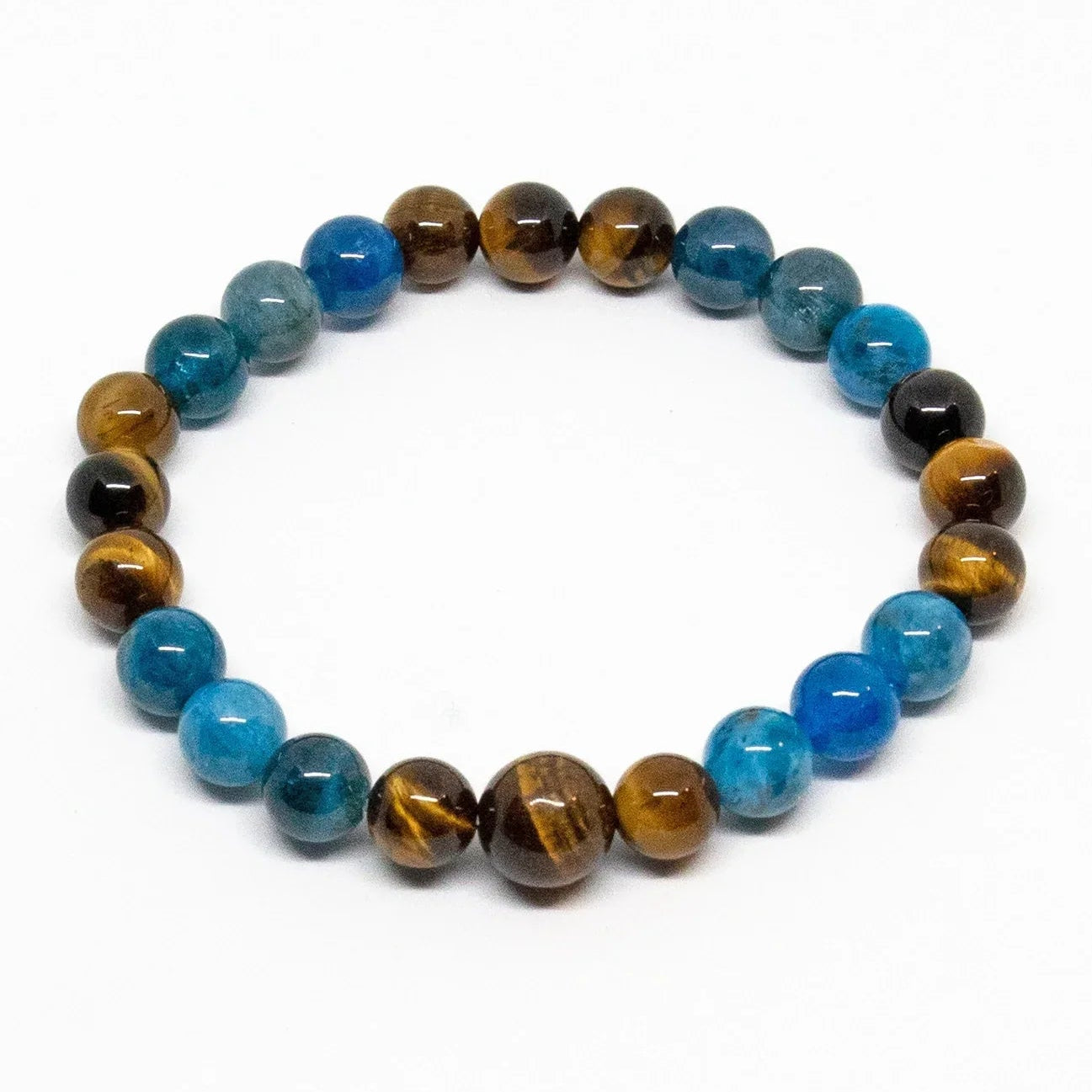 Apatite & Tiger's Eye Beaded Bracelet - Wrist Mala - 4mm (4 Pack) - Average Wrists