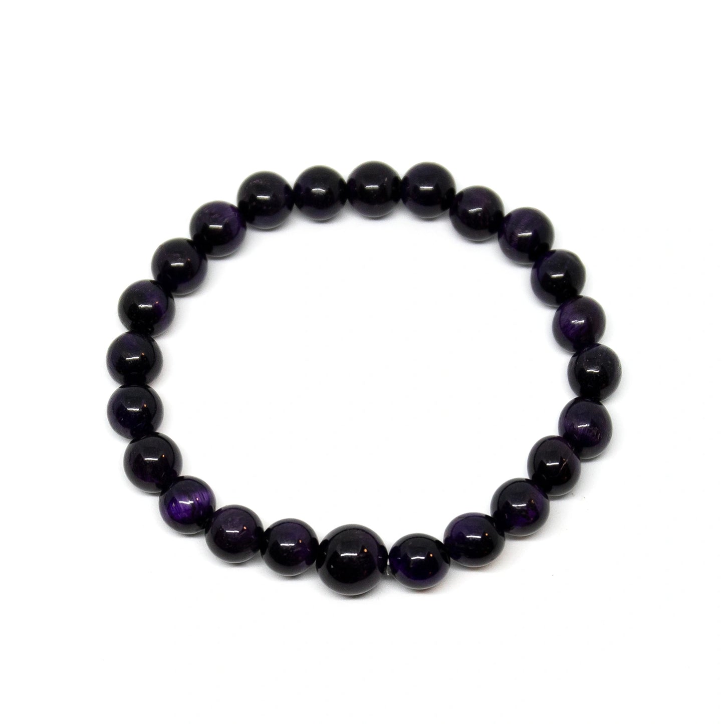 High Quality Dyed Purple Tiger's Eye Beaded Bracelet - 8mm (2 Pack)