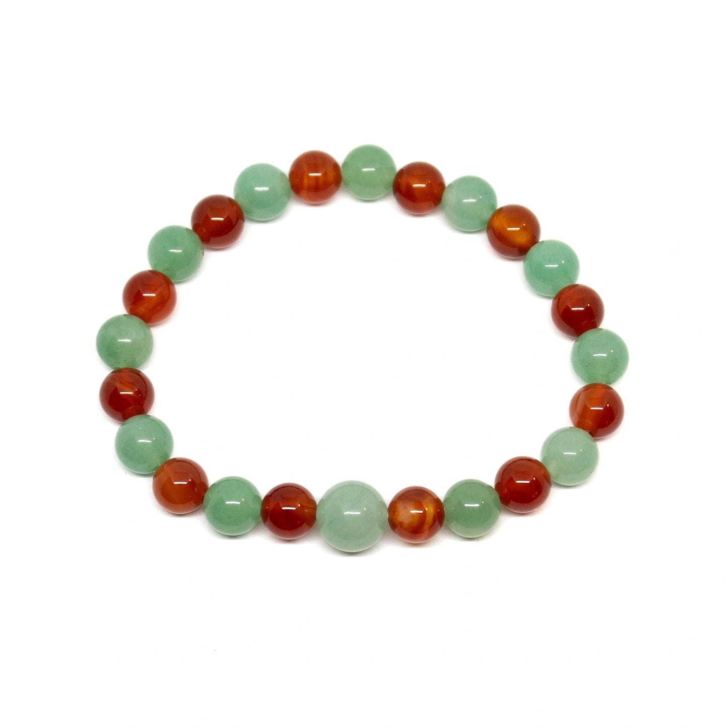 Carnelian & Aventurine Beaded Bracelet - Wrist Mala - 8mm (2 Pack)