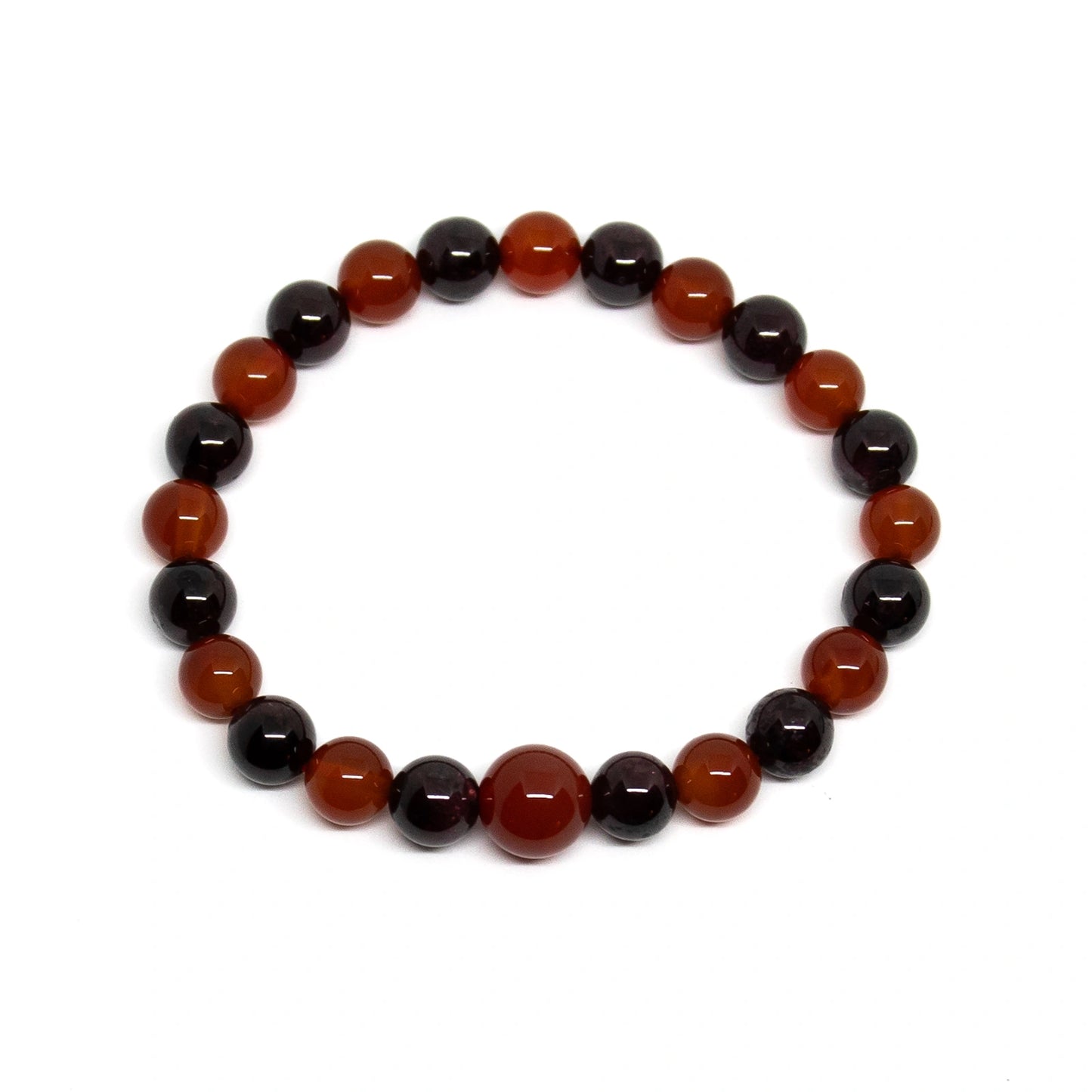 Carnelian & Garnet Beaded Bracelet - Wrist Mala - 8mm (2 Pack)