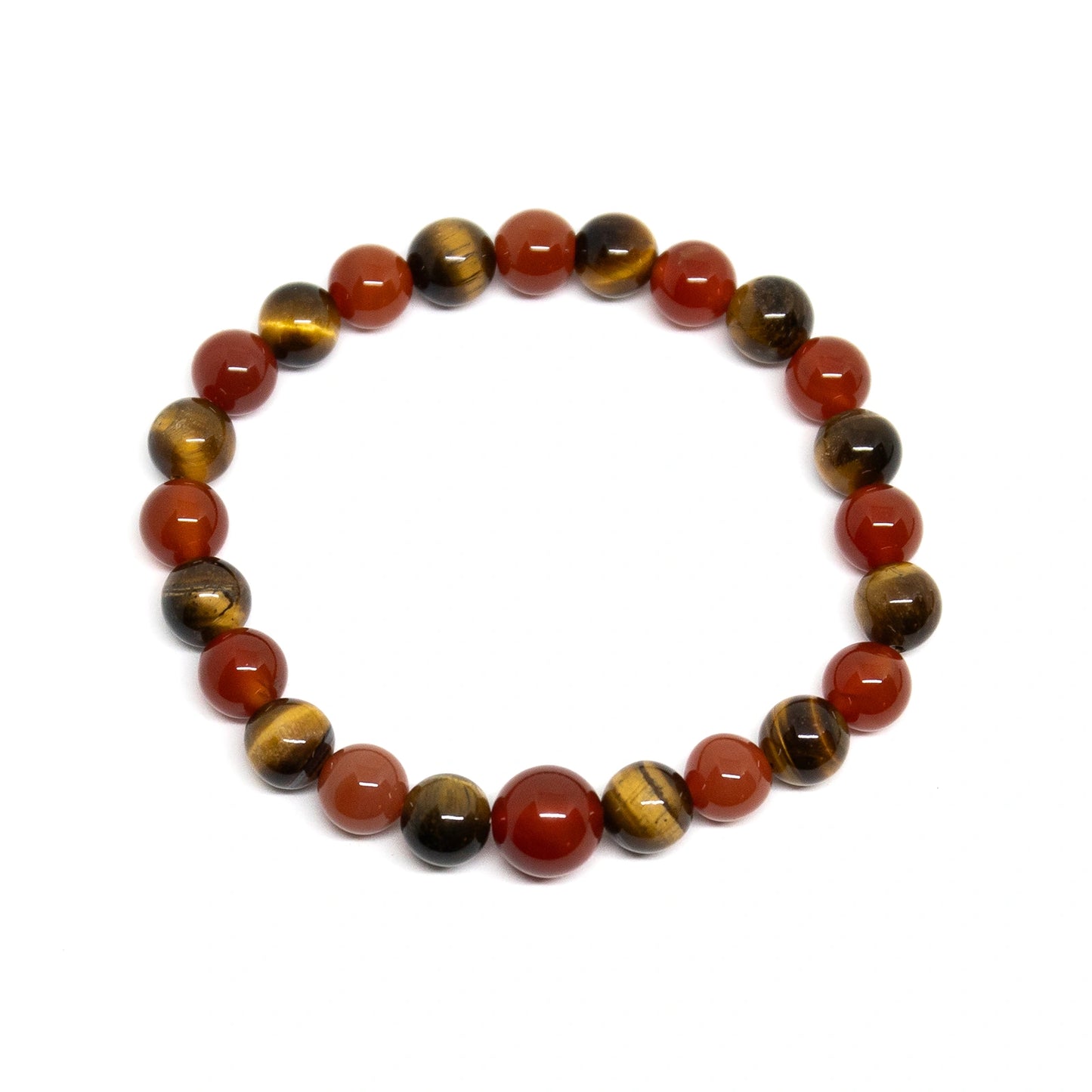 Carnelian & Tiger's Eye Beaded Bracelet - Wrist Mala - 8mm (4 Pack)