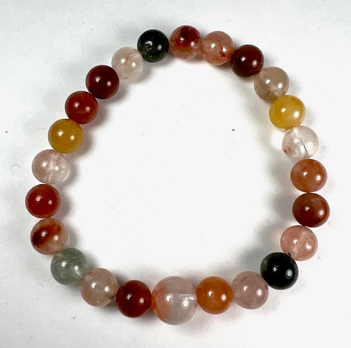 Rainbow Rutilated Quartz Beaded Bracelet - Wrist Mala 8mm (1 Pack) - Average Wrist