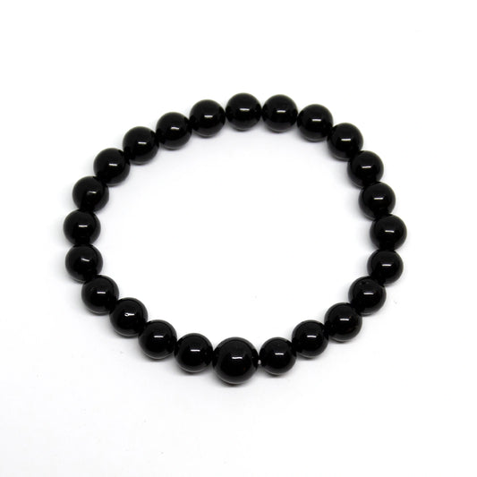 Black Obsidian Stretchy Beaded Bracelet - Wrist Mala 8mm (4 Pack)