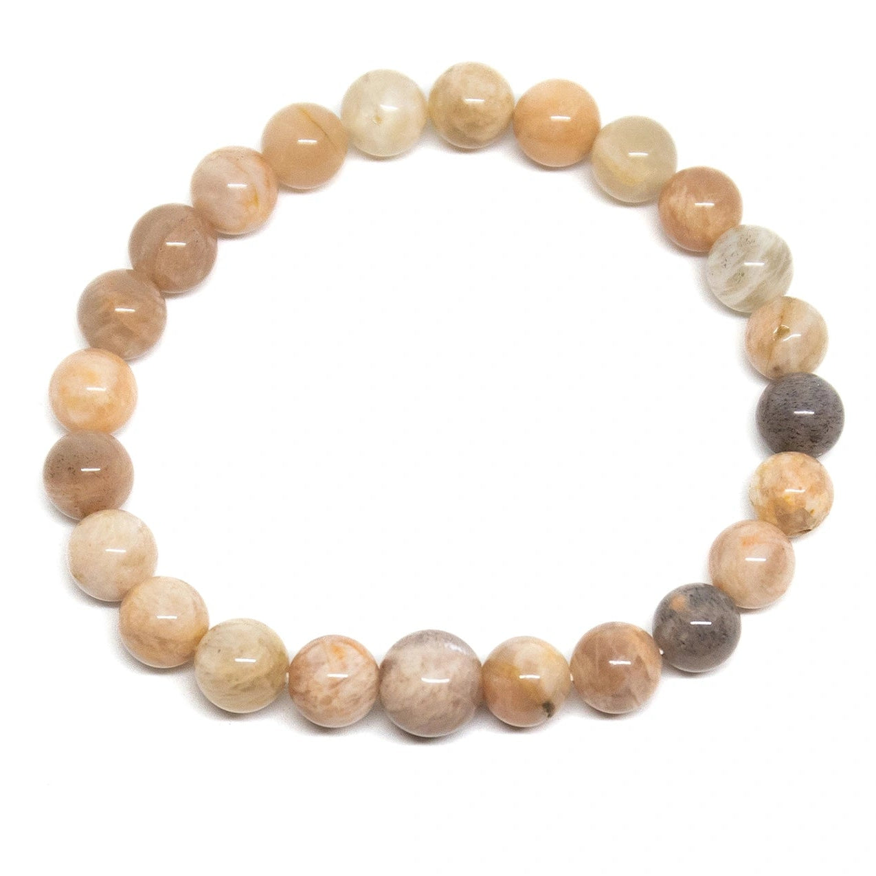 Peach Moonstone Beaded Bracelet - Wrist Mala - 8mm (2 Pack)