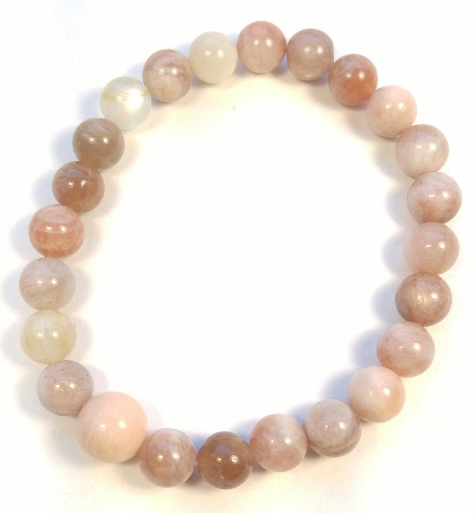 Peach Moonstone Beaded Bracelet - Wrist Mala - 6mm (2 Pack) - Average Wrists - New