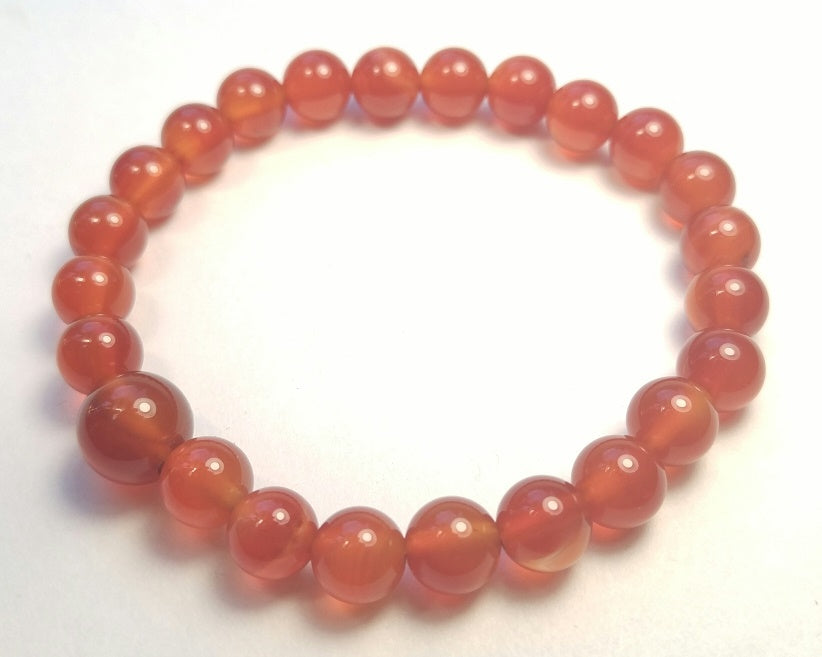 Carnelian Beaded Bracelet - Wrist Mala 8mm (4 Pack) - Extra Large Wrists