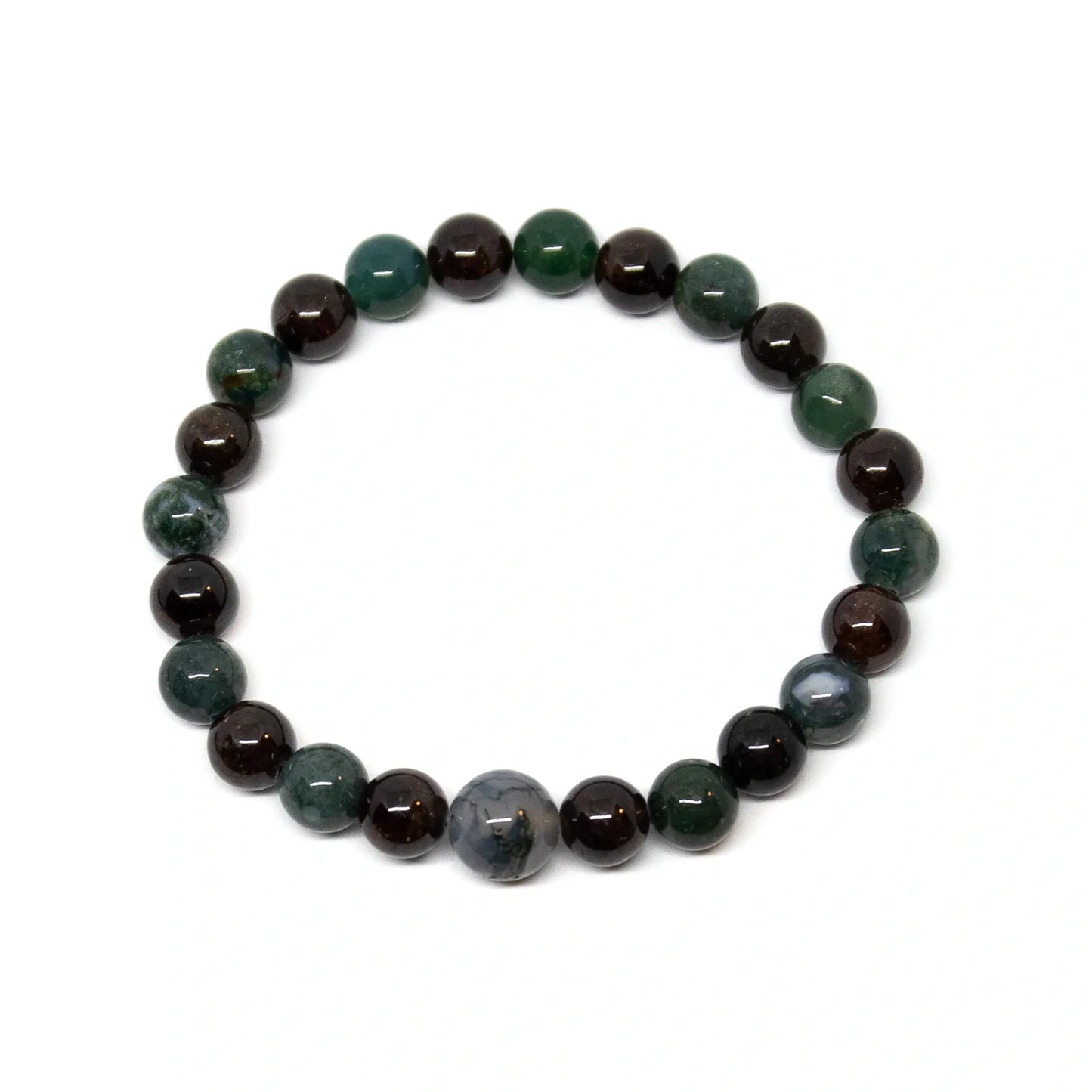 Moss Agate Beaded Bracelet - Wrist Mala - 6mm (6 Pack)