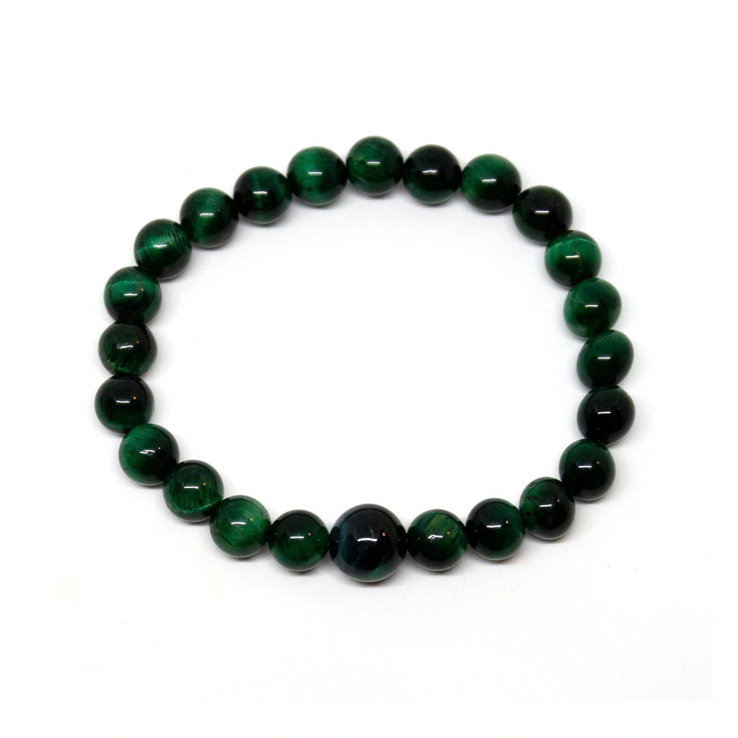 High Quality Dyed Green Tiger's Eye Beaded Bracelet - 8mm (2 Pack)
