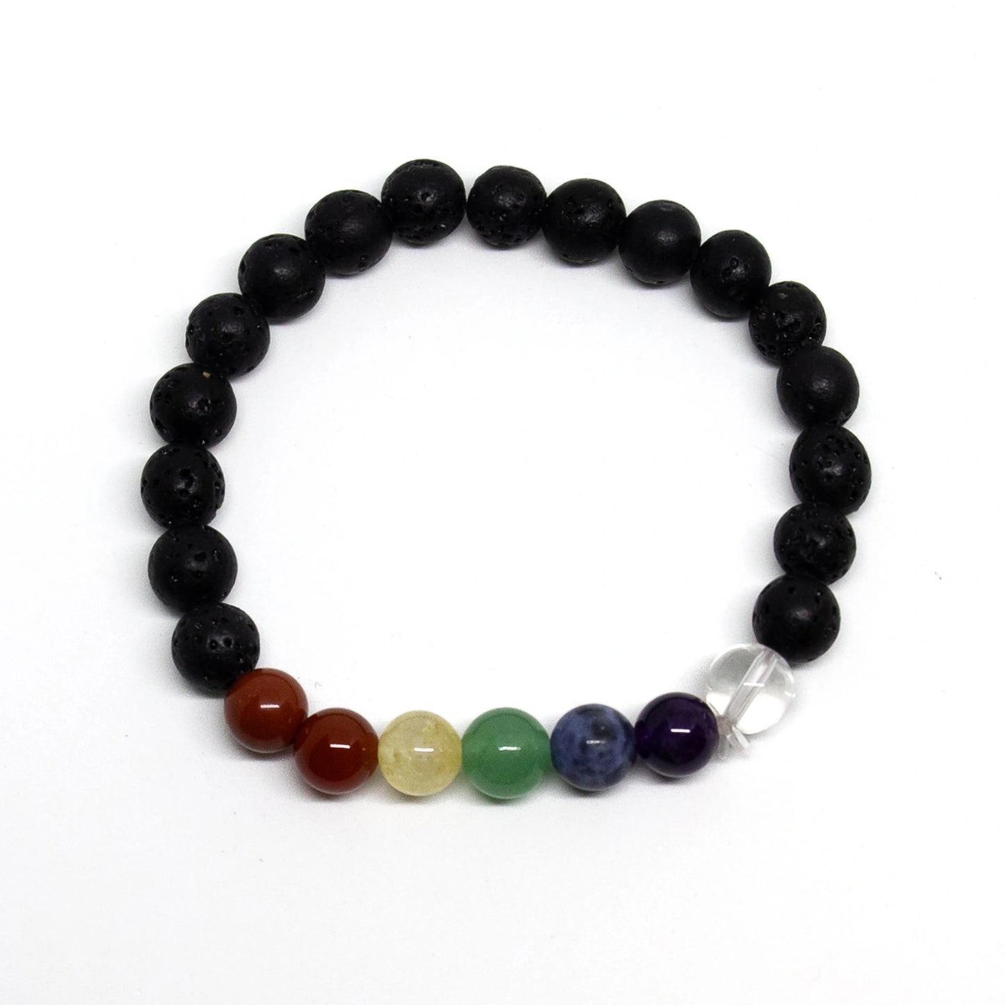 Real Gemstone Lava Stone Chakra Bracelet - Wrist Mala - 8mm (6 Pack)
