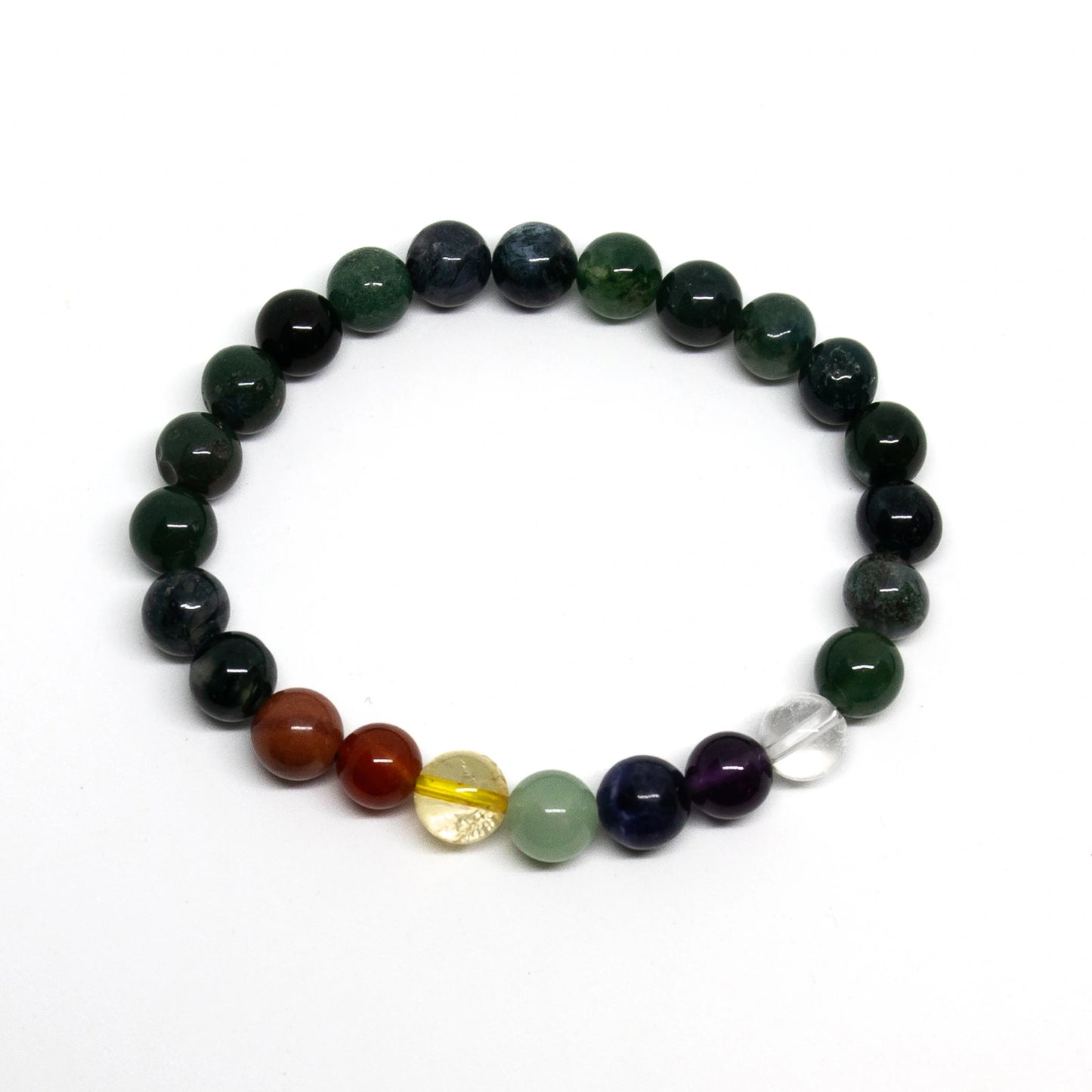 Real Gemstone Moss Agate Chakra Bracelet - Wrist Mala - 8mm (2 Pack)