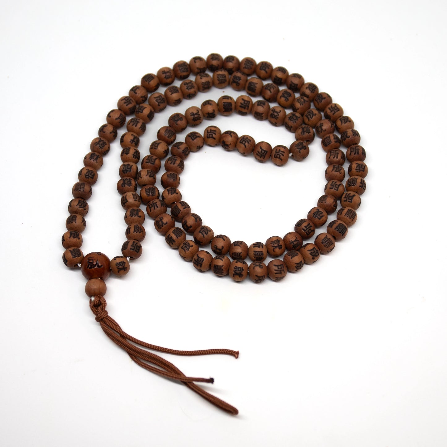 Korean Cedar with Characters Zen 108 Bead Mala - 8mm (2 Pack)