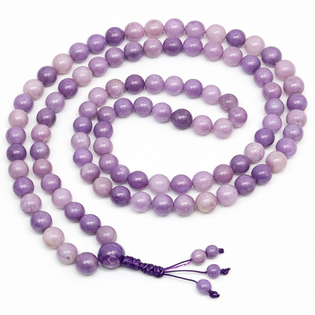 Lepidolite Zen 108 Bead Mala - Prayer Beads - 8mm (1 Pack)