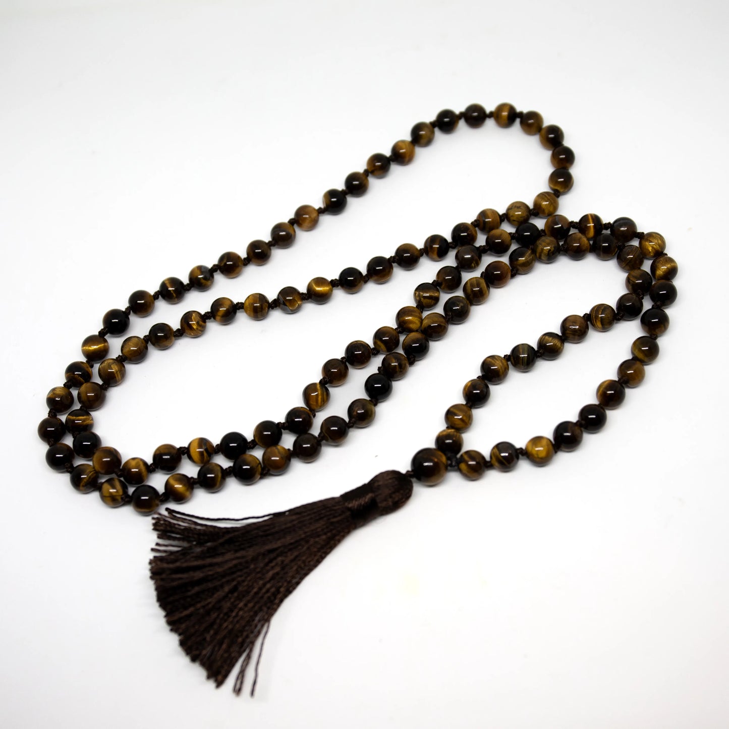 Tiger's Eye Knotted 108 Bead Mala - Prayer Beads - 8mm (1 Pack)