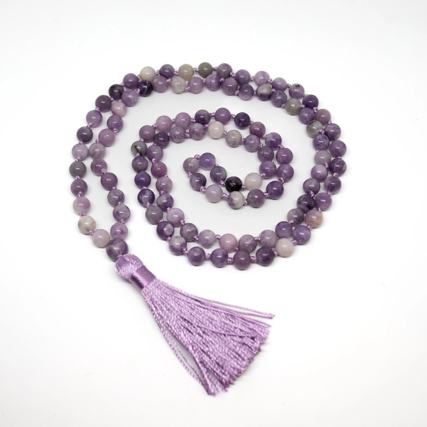 Lepidolite Knotted 108 Bead Mala - Prayer Beads - 8mm (1 Pack)