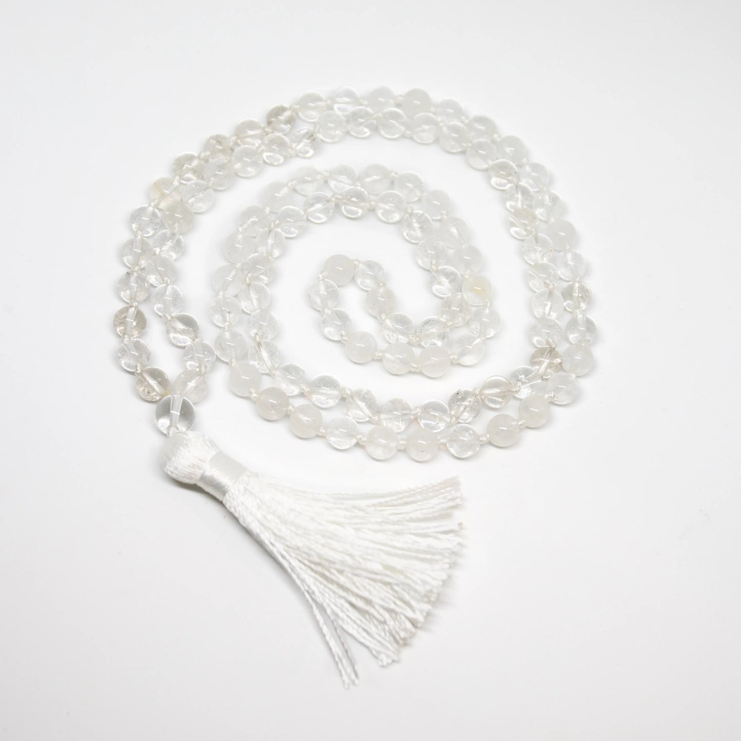 Clear Quartz Knotted 108 Bead Mala - Prayer Beads - 8mm (1 Pack)