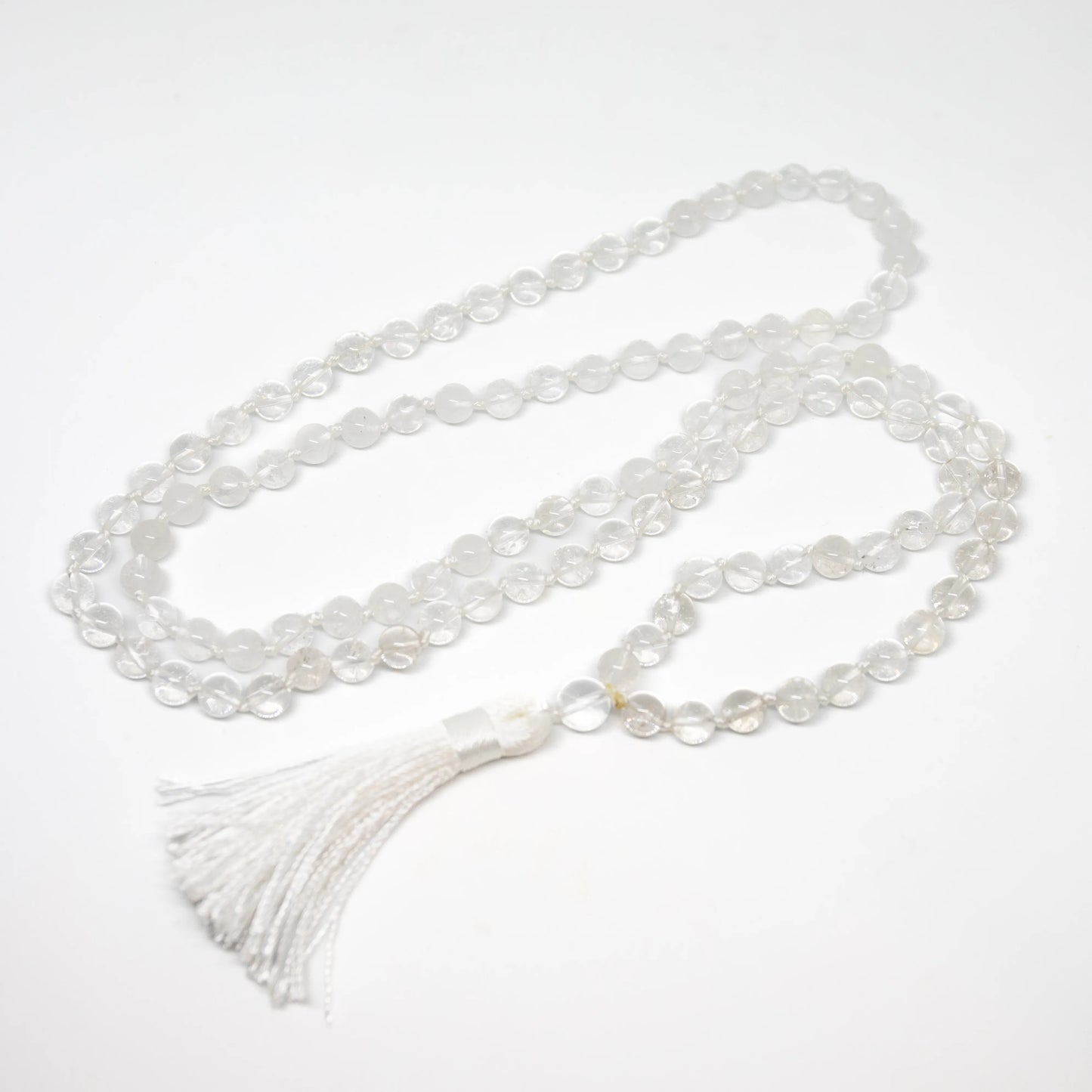 Clear Quartz Knotted 108 Bead Mala - Prayer Beads - 8mm (1 Pack)