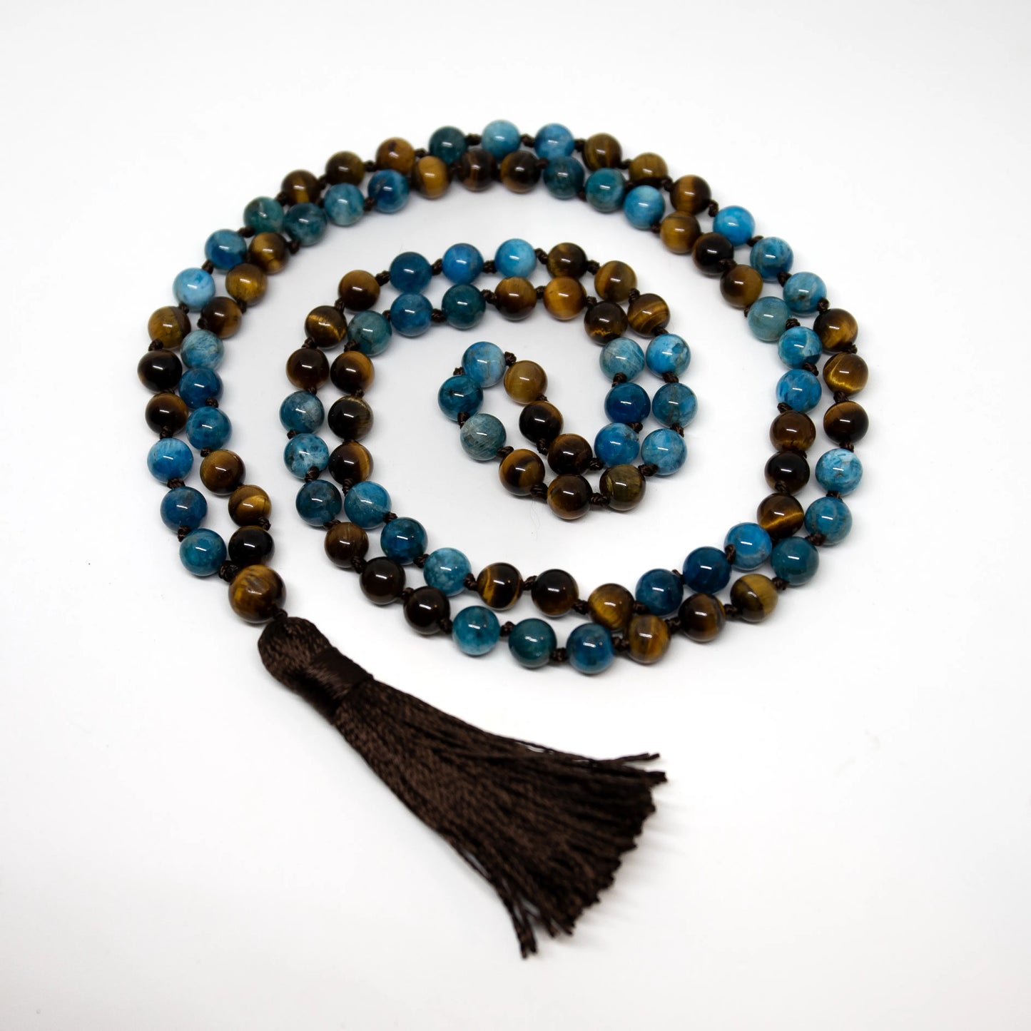 Apatite & Tiger's Eye Knotted 108 Bead Mala - 8mm (1 Pack)