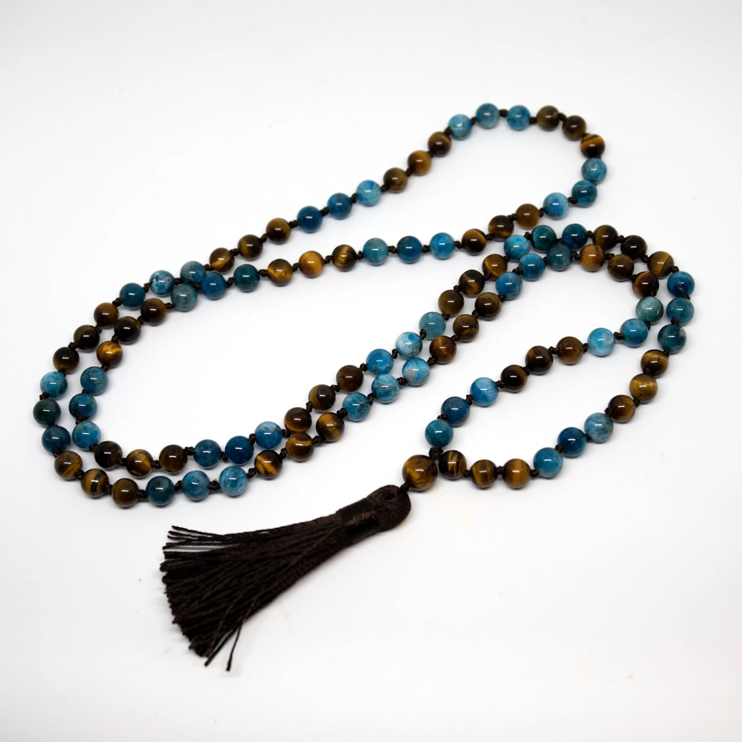 Apatite & Tiger's Eye Knotted 108 Bead Mala - 8mm (1 Pack)