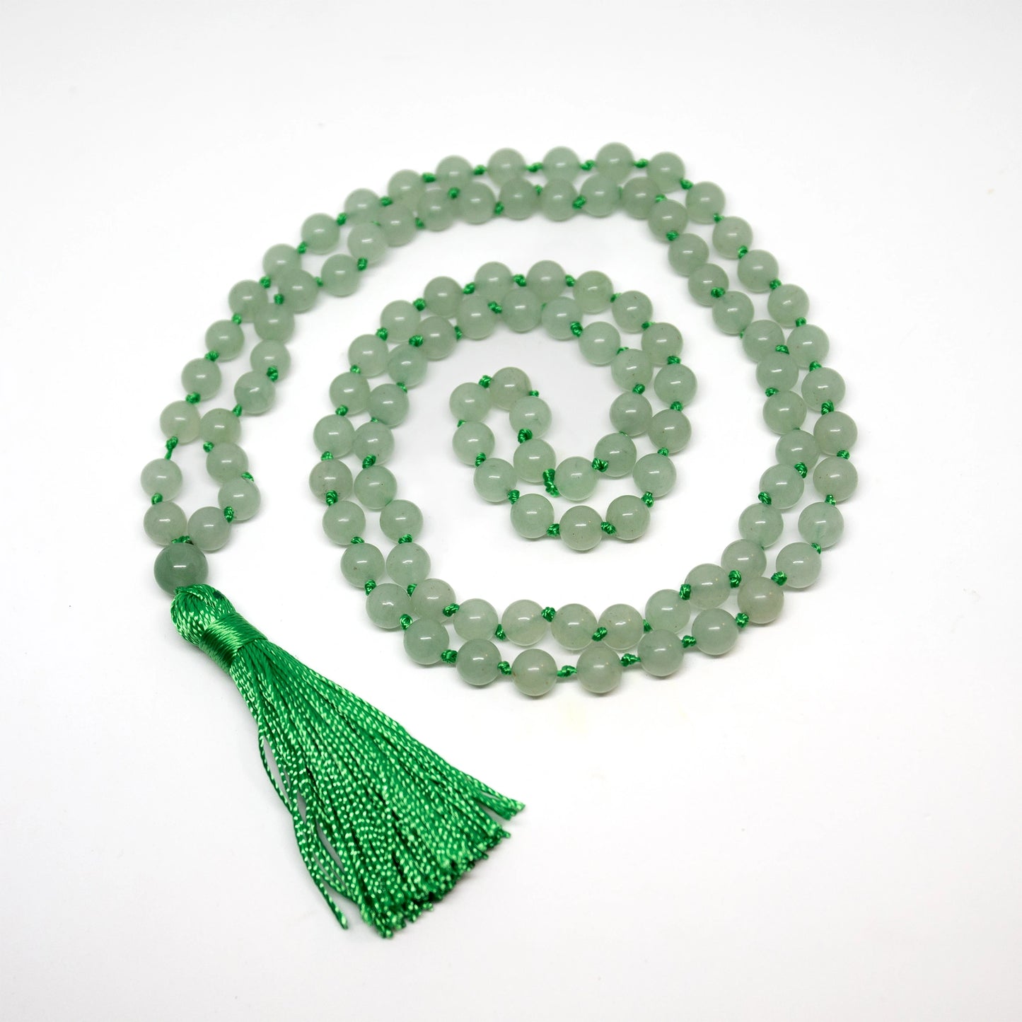 Green Aventurine Knotted 108 Bead Mala - Prayer Beads - 8mm (1 Pack)