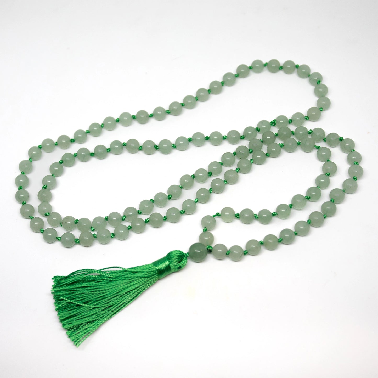 Green Aventurine Knotted 108 Bead Mala - Prayer Beads - 8mm (1 Pack)