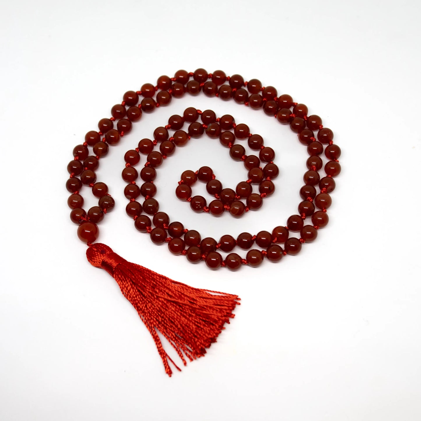 Carnelian Knotted 108 Bead Mala - Prayer Beads -8mm (1 Pack)