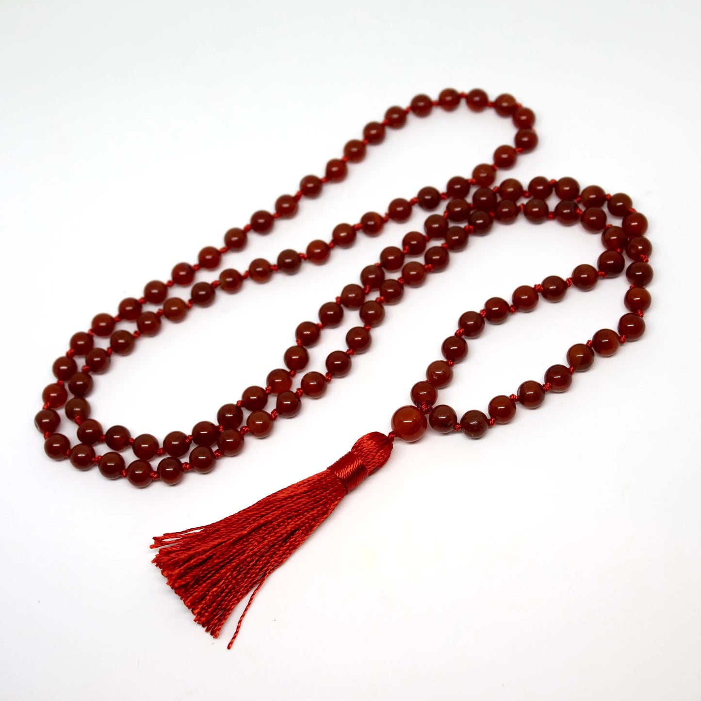 Carnelian Knotted 108 Bead Mala - Prayer Beads -8mm (1 Pack)
