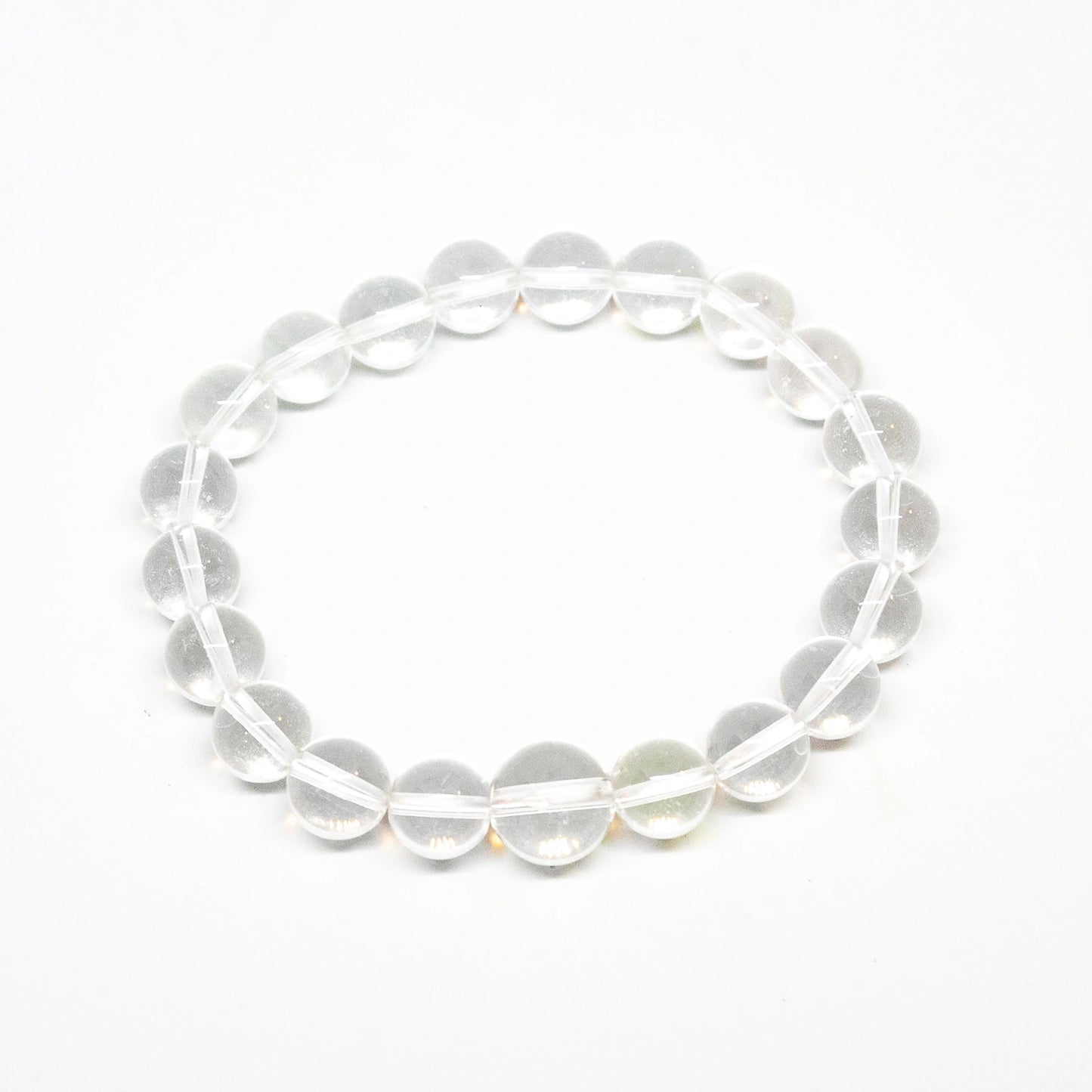 Long Size Clear Quartz Beaded Bracelet Wrist Mala 10mm (2 Pack)