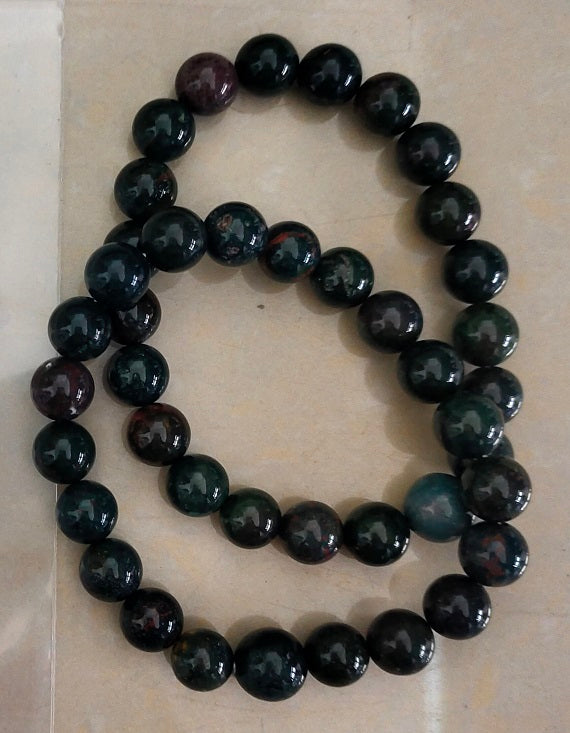 Bloodstone Beaded Bracelet - Wrist Mala - 10mm (2 Pack)