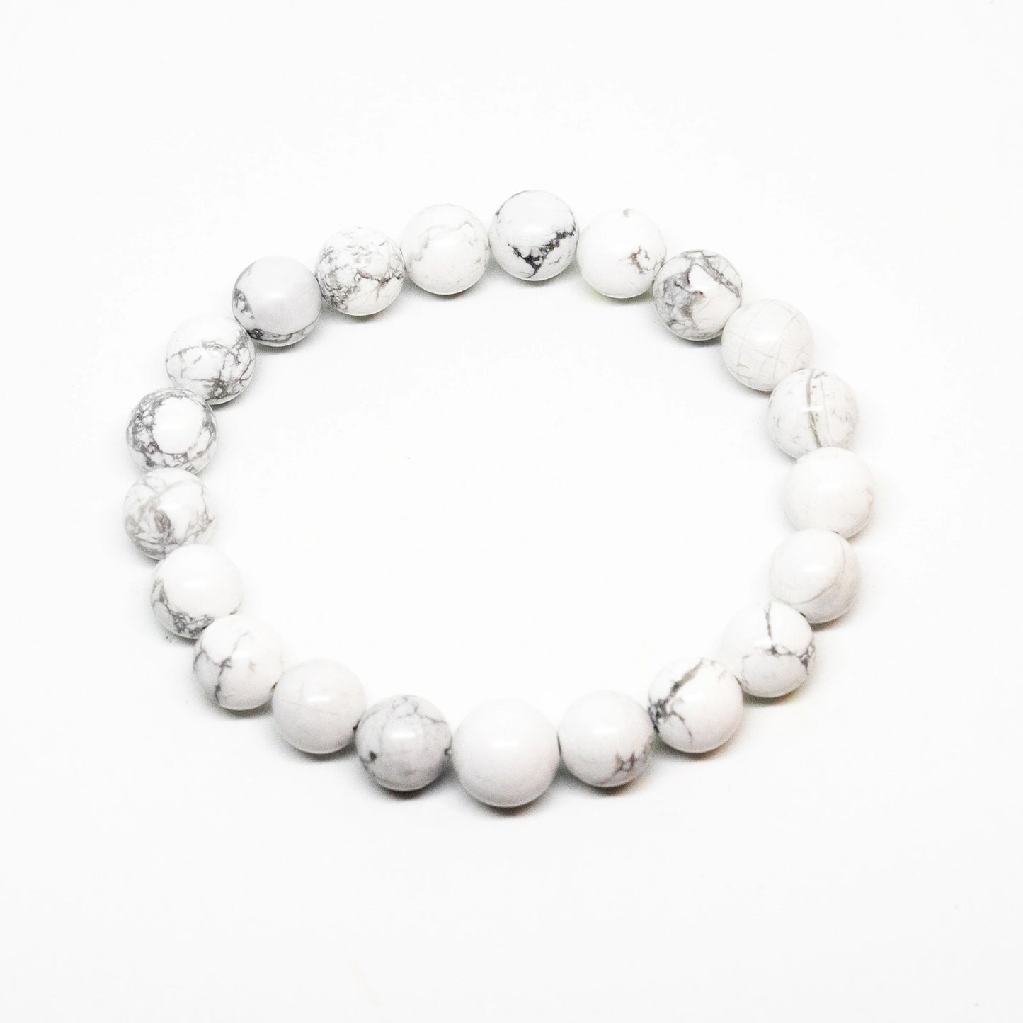 Long Size Howlite Beaded Bracelet Wrist Mala - 10mm (2 Pack)
