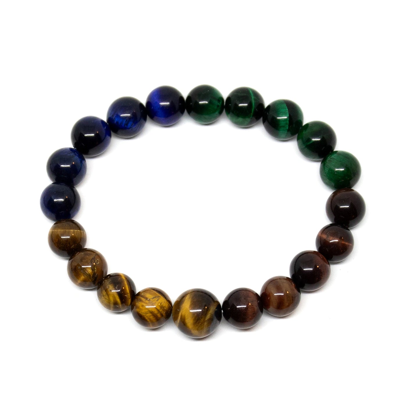 Long Size Green, Red, Blue & Yellow Tiger Eye Bracelet (1 Pack)