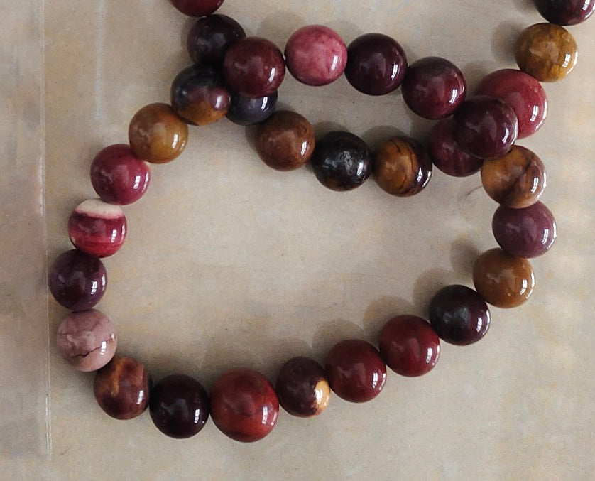 Mookaite Beaded Bracelet - Wrist Mala - 10mm (2 Pack)