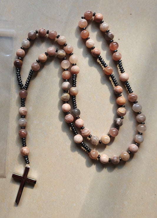 Peach Moonstone Rosary - Prayer Beads - 8mm (1 Pack)
