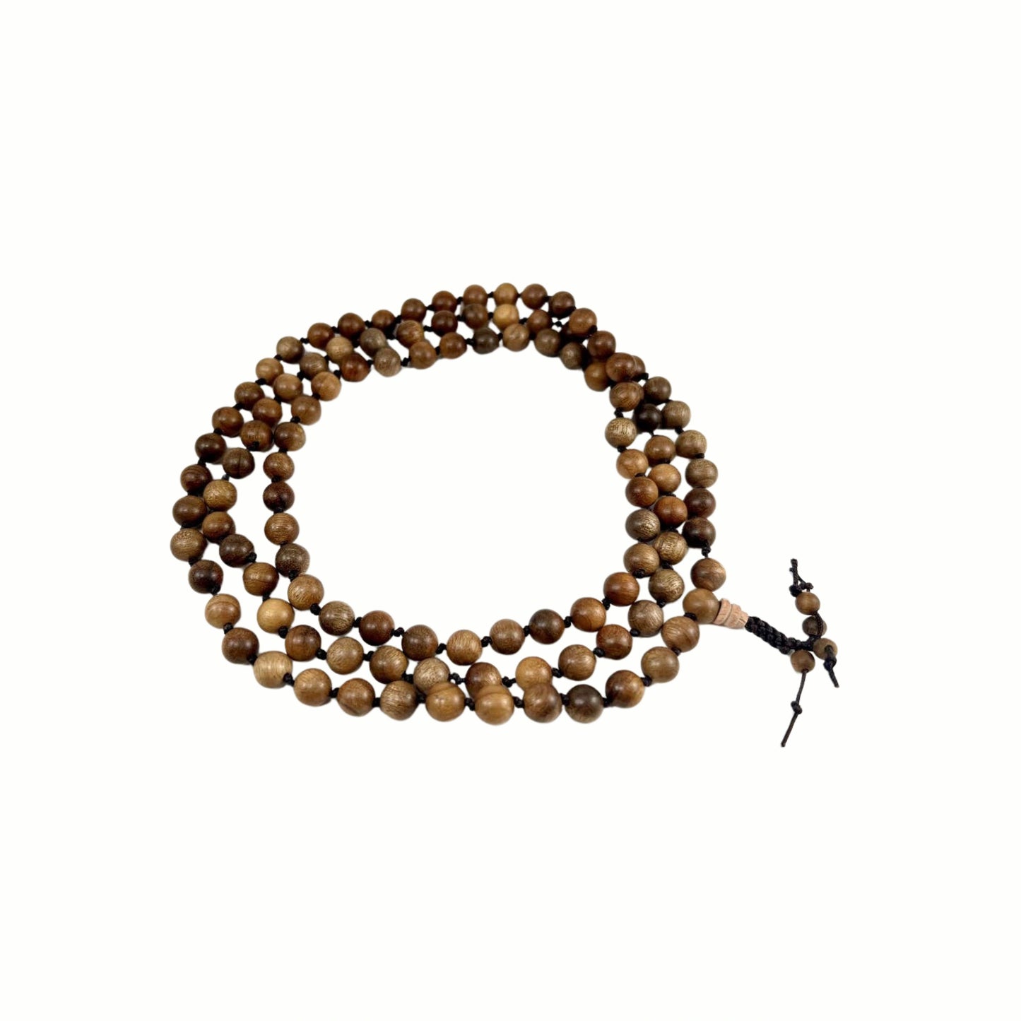 Gold Phoebe Wood Knotted 108 Bead Mala - Prayer Beads - 8mm (1 Pack)