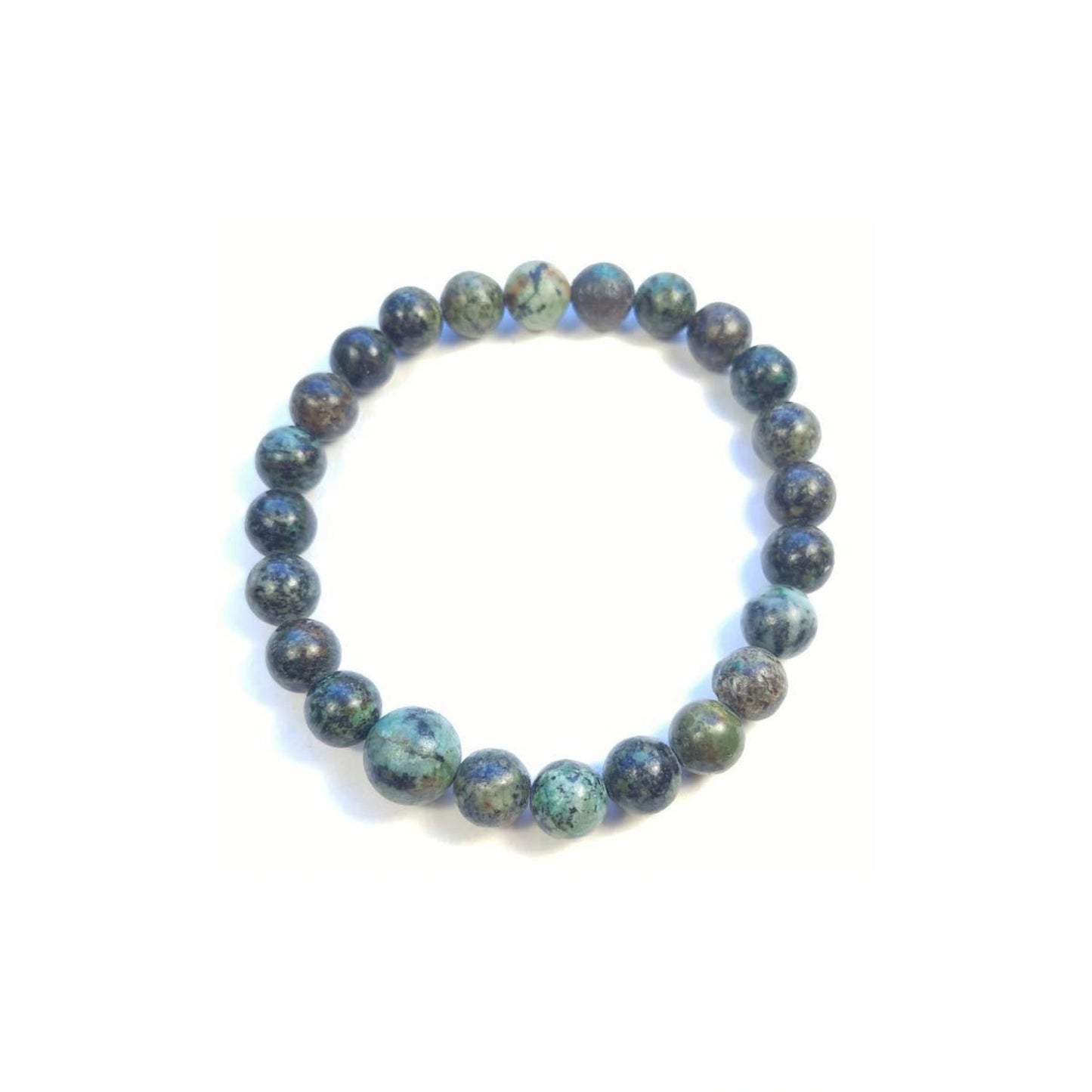 African Turquoise Stretchy Beaded Bracelet - Wrist Mala 8mm (2 Pack)