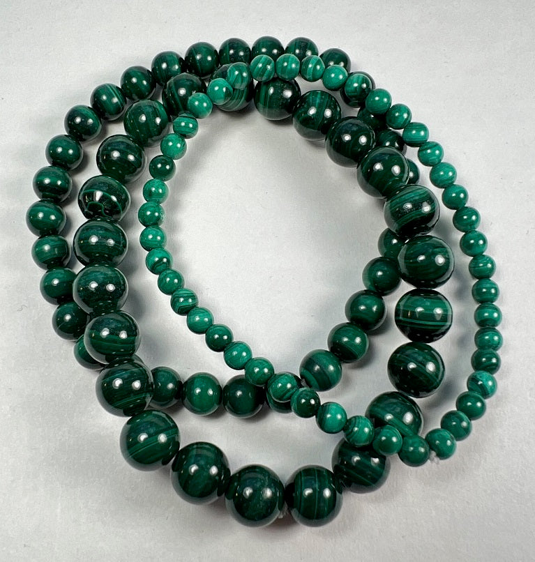 Real Malachite Beaded Bracelet - Wrist Mala - 6mm (1 Pack) - Average Wrists
