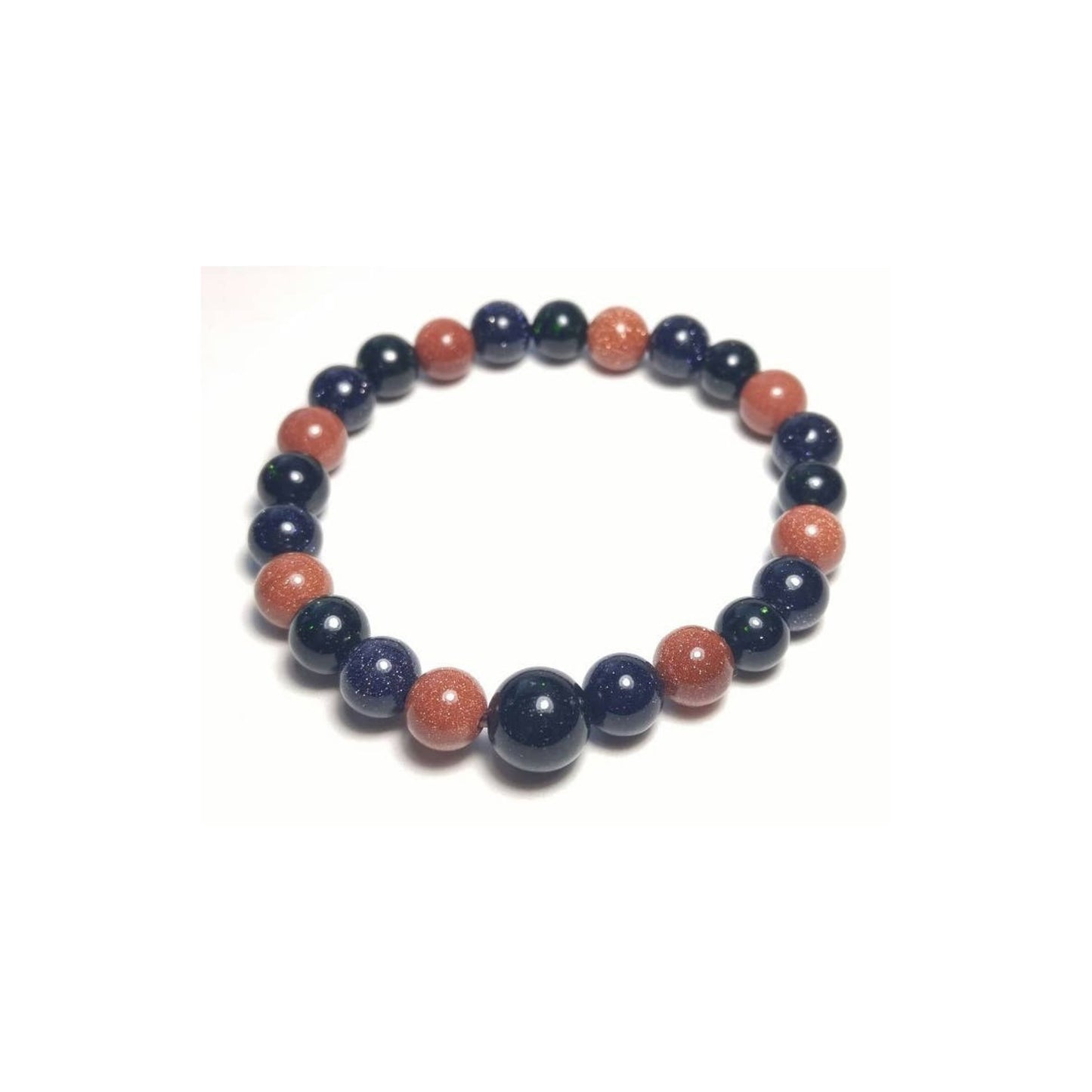 Red, Green & Blue Goldstone Beaded Bracelet - Wrist Mala 8mm (4 Pack)