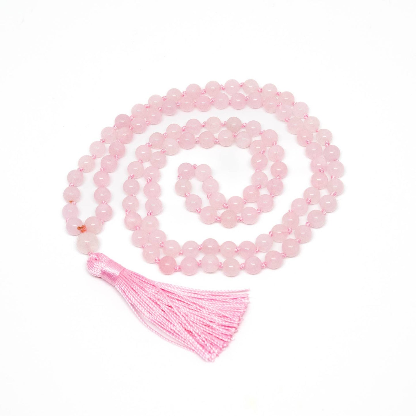 Rose Quartz Knotted 108 Bead Mala - Prayer Beads - 8mm (1 Pack)