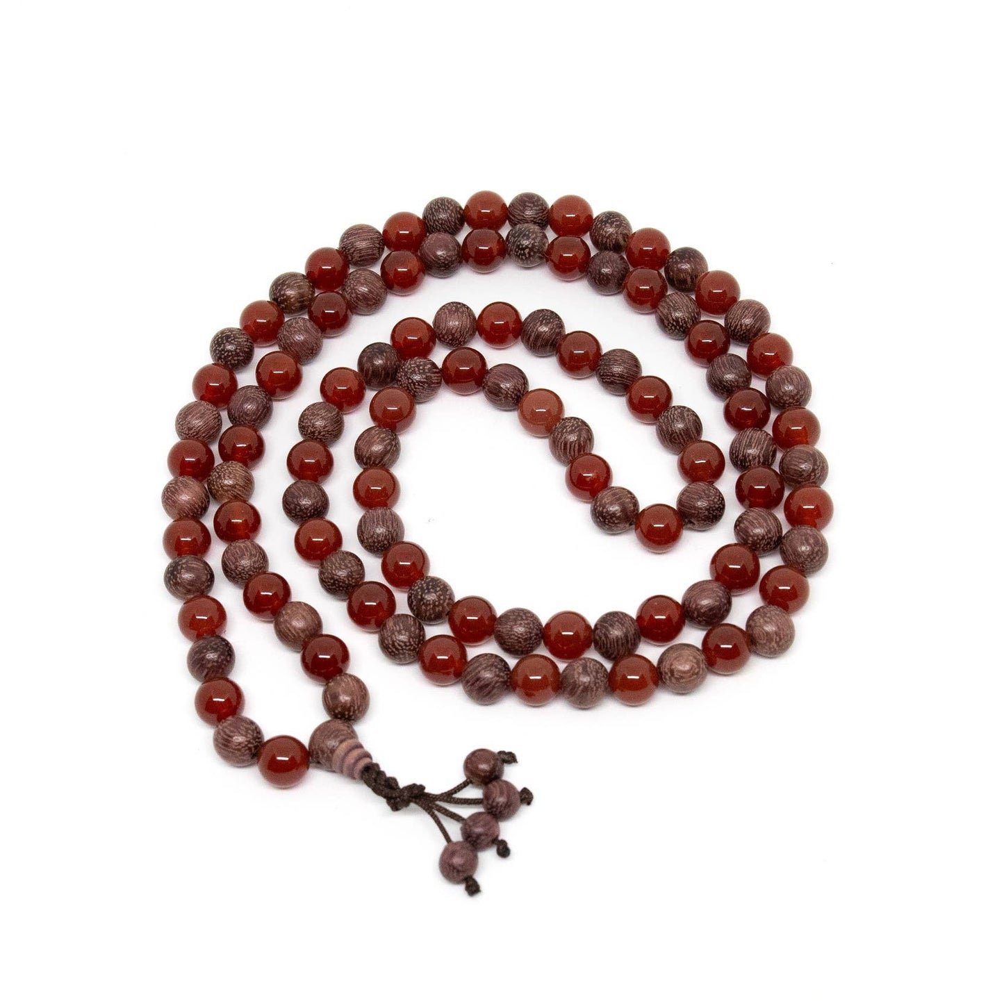 Carnelian & Purpleheart Wood Zen 108 Bead Mala - 8mm (1 Pack)