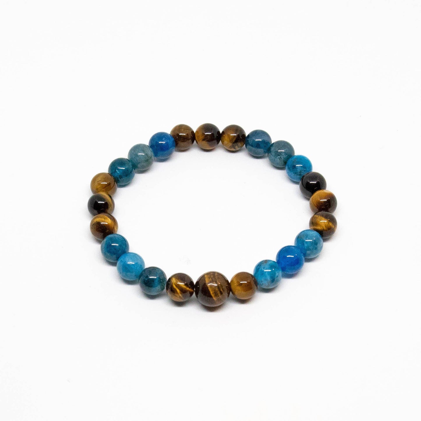 Large Size Apatite & Tiger Eye Beaded Bracelet 8mm (2 Pack)