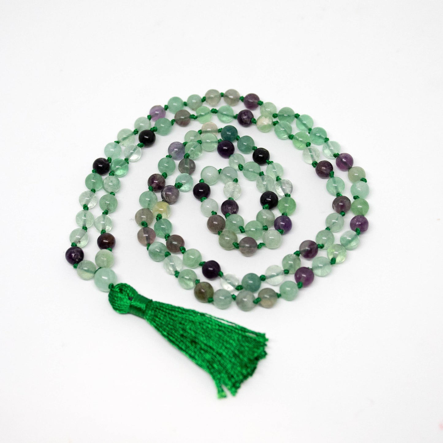 Rainbow Fluorite Knotted 108 Mala - Prayer Beads - 8mm (1 Pack)