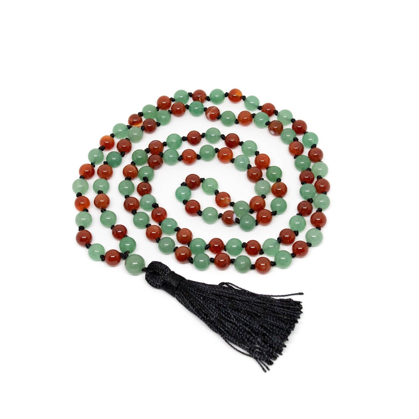 Carnelian & Aventurine Knotted 108 Mala - Prayer Beads - 8mm (1 Pack)
