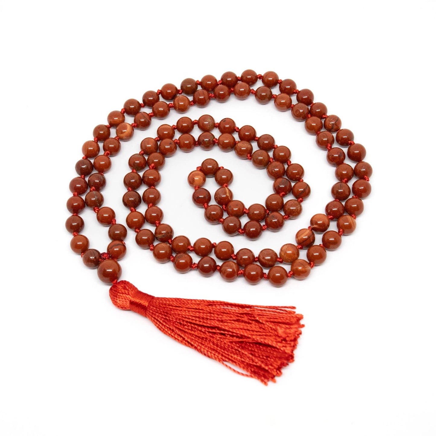 Red Jasper Knotted 108 Bead Mala Prayer Beads - 8mm (1 Pack)
