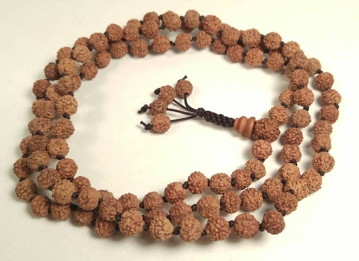 Rudraksha Seed Knotted 108 Bead Mala Prayer Beads - 8mm (1 Pack)