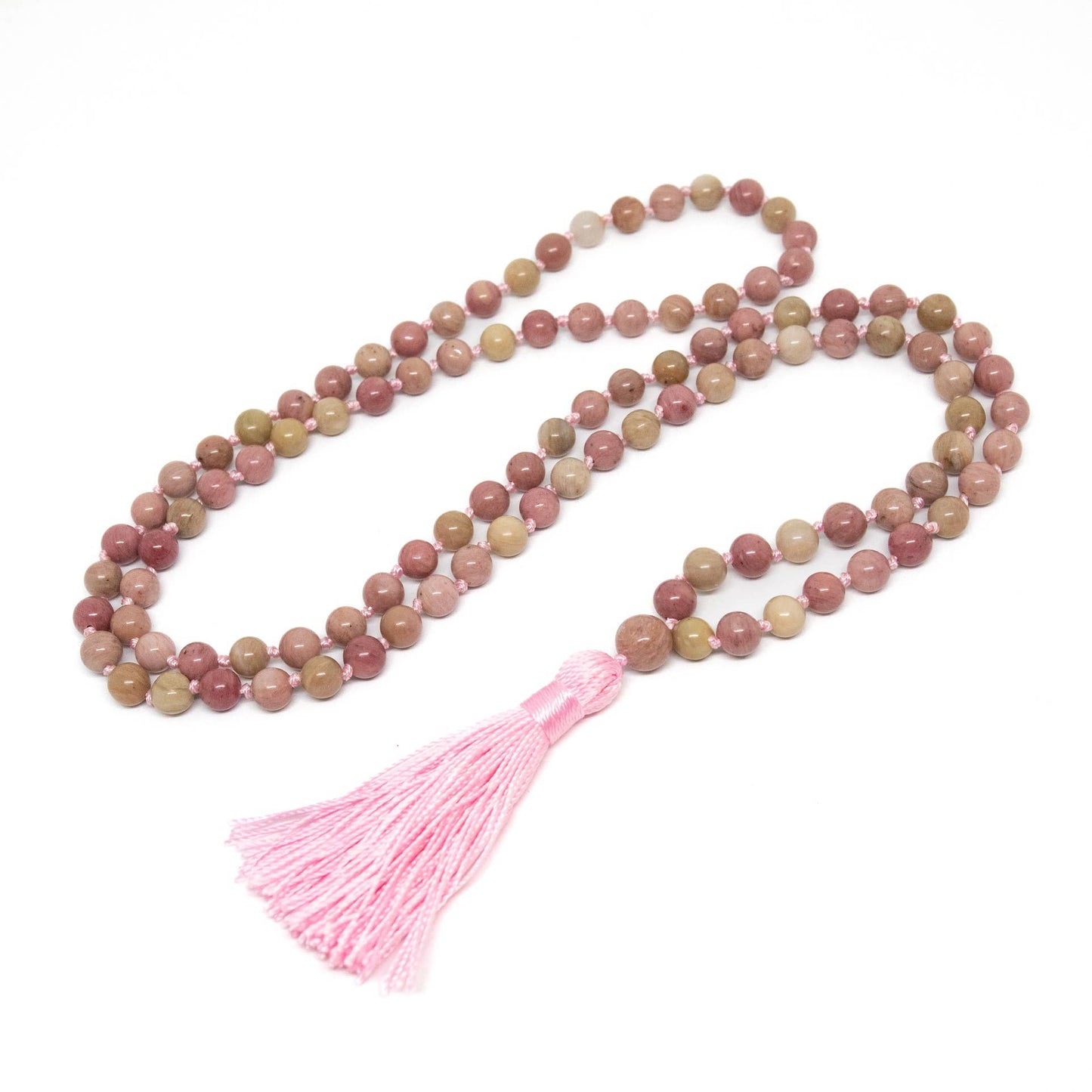 Rhodonite Knotted 108 Bead Mala - Prayer Beads - 8mm (1 Pack)