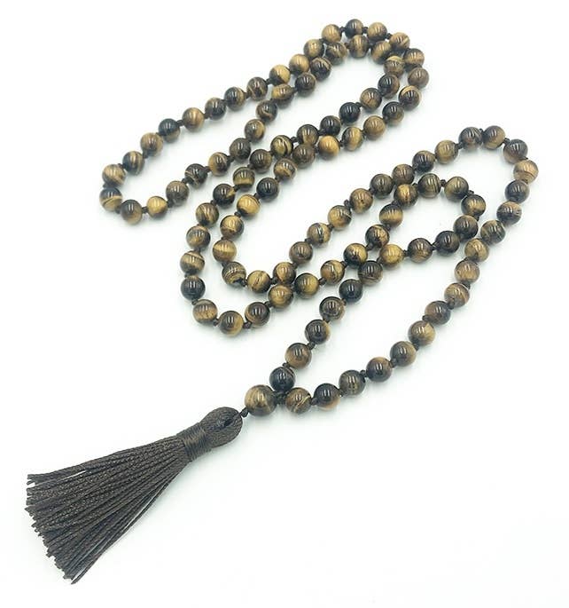 Tiger's Eye Knotted 108 Bead Mala - Prayer Beads - 8mm (1 Pack)