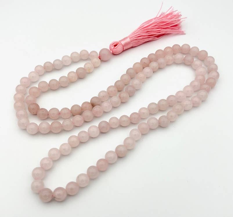 Rose Quartz Zen Unknotted 108 Bead Mala - Prayer Beads - 8mm (1 Pack)